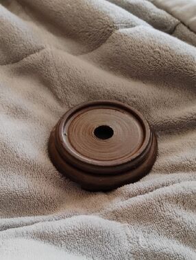 Round Wooden Display Stand Base - Brown Used For Satsuma Egg